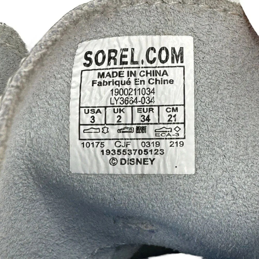 Sorel Disney Frozen Joan Of Arctic 2 Leather Wedge Boots Youth Big Girl 3 Silver